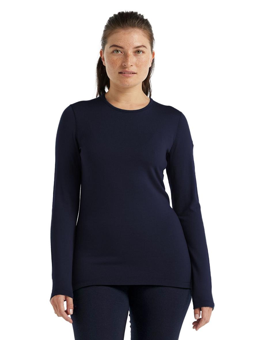 Icebreaker Merino 260 Tech Long Sleeve Crewe Thermal Top Női Egy darab és készlet Sötétkék | HU 1761VRWD